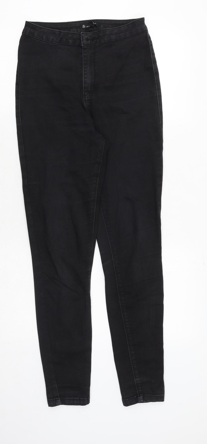 Missguided Womens Black Cotton Skinny Jeans Size 10 Regular Zip