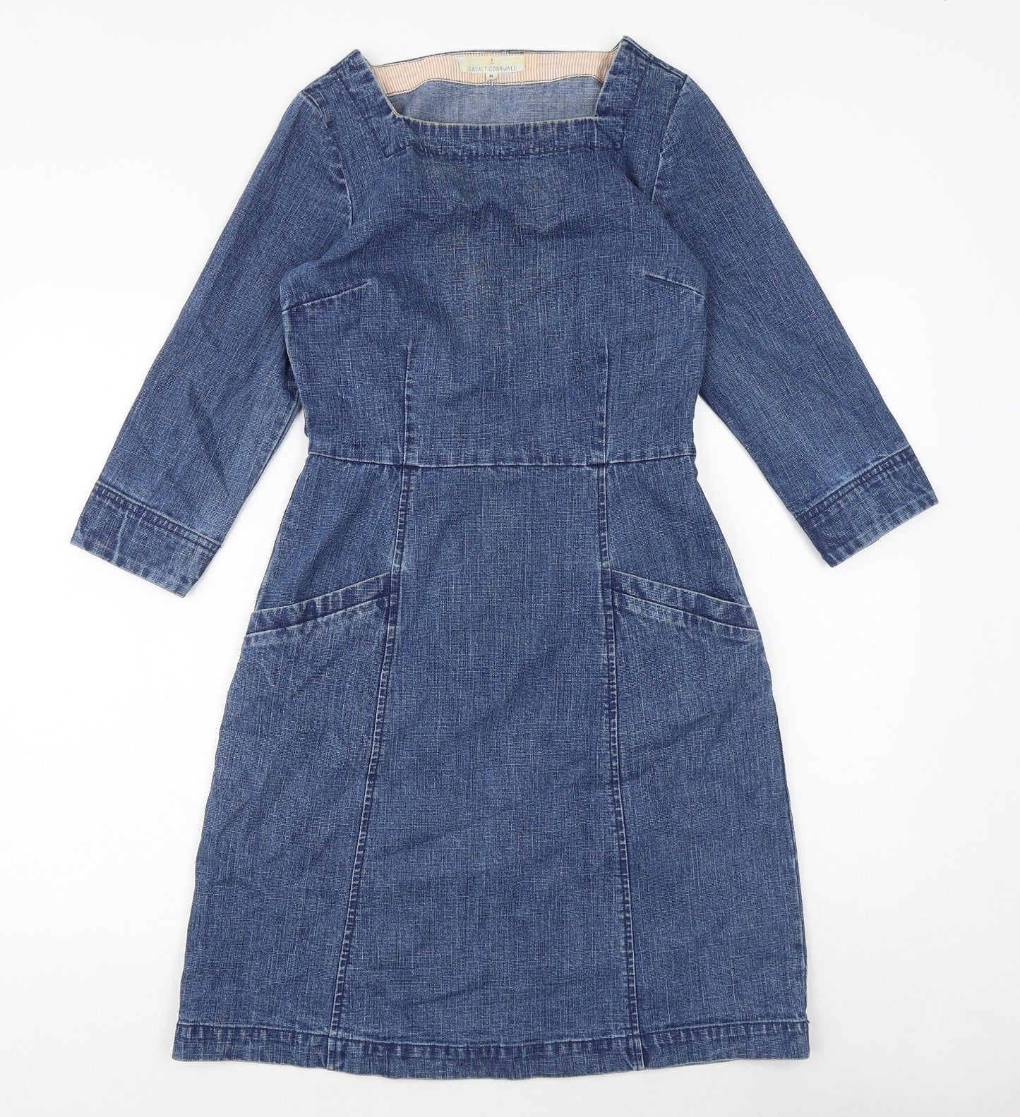 Seasalt Womens Blue Cotton A-Line Size 8 Square Neck Pullover