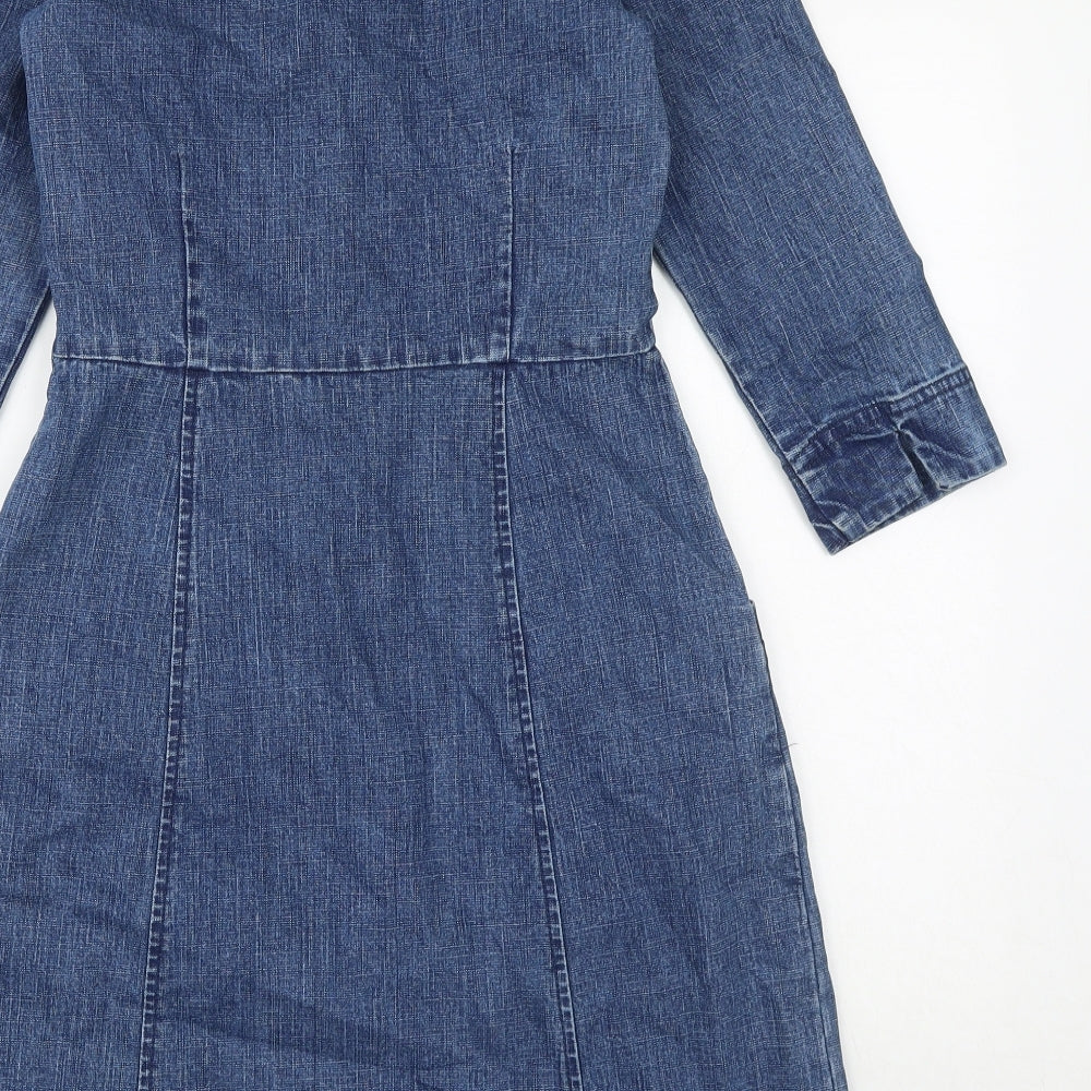 Seasalt Womens Blue Cotton A-Line Size 8 Square Neck Pullover