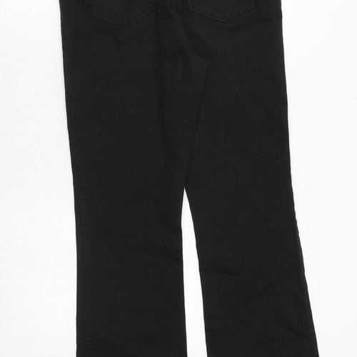Marks and Spencer Womens Black Cotton Bootcut Jeans Size 14 Slim Zip