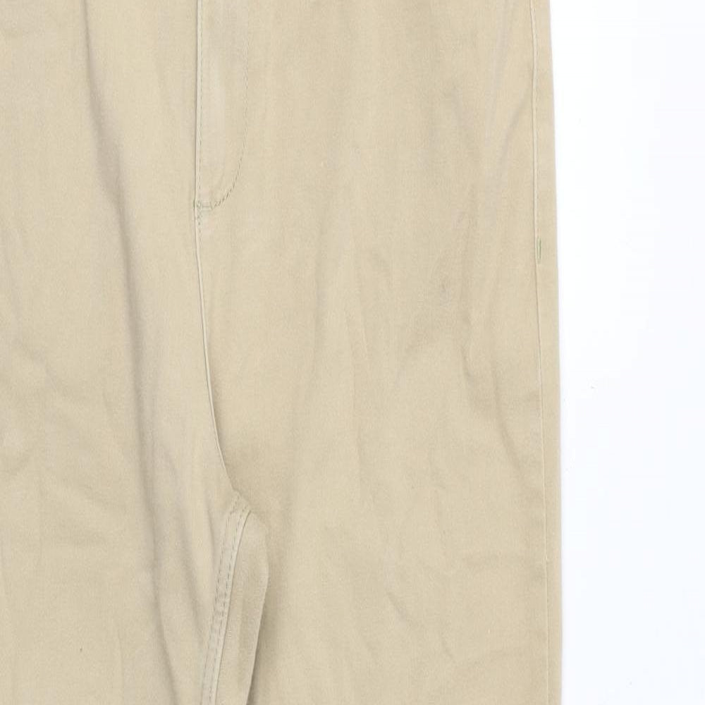 Marks and Spencer Womens Beige Cotton Straight Jeans Size 14 Regular Zip