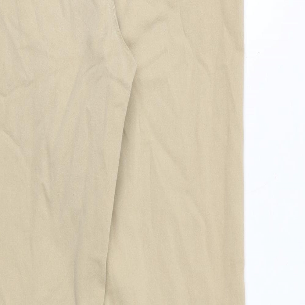 Marks and Spencer Womens Beige Cotton Straight Jeans Size 14 Regular Zip