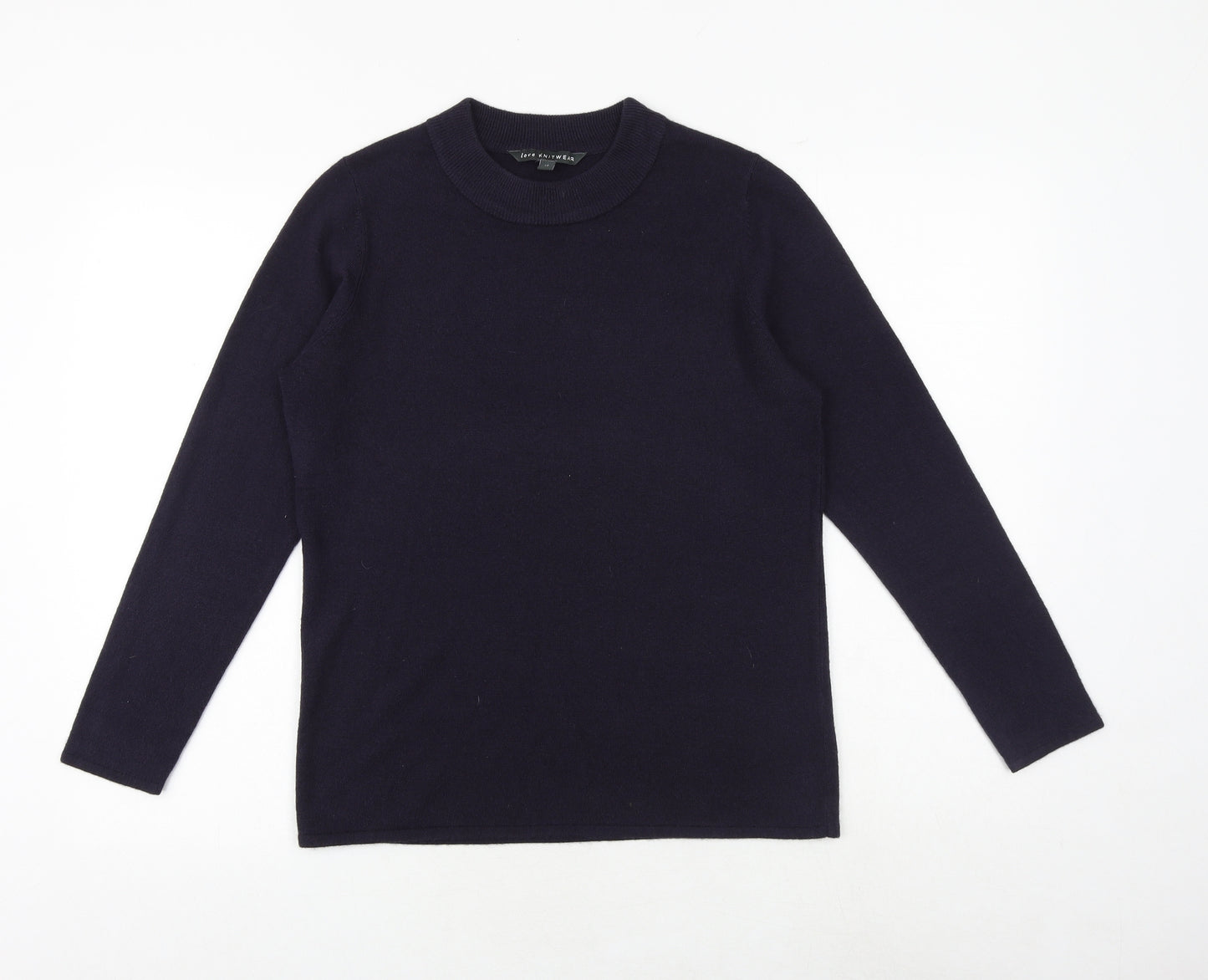 Bonmarché Womens Blue Round Neck Acrylic Pullover Jumper Size 12
