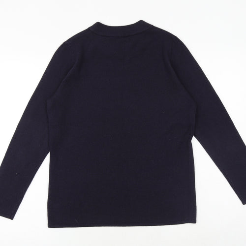 Bonmarché Womens Blue Round Neck Acrylic Pullover Jumper Size 12