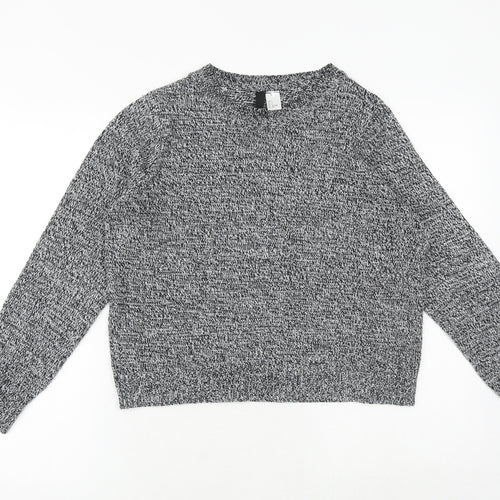 H&M Womens Grey Round Neck Acrylic Pullover Jumper Size S