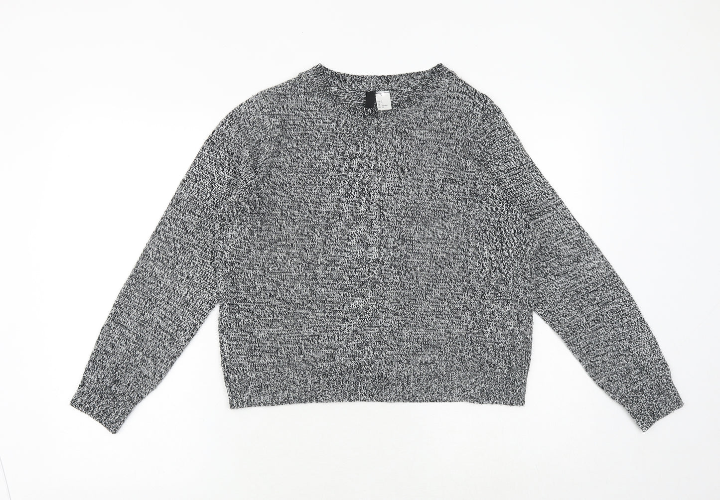 H&M Womens Grey Round Neck Acrylic Pullover Jumper Size S