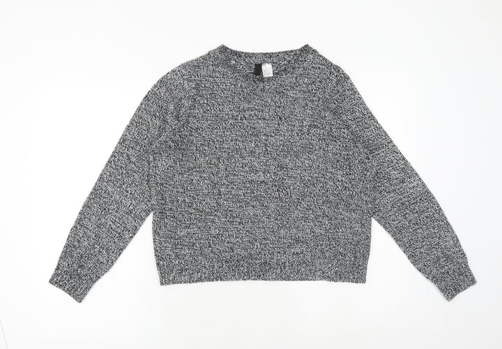 H&M Womens Grey Round Neck Acrylic Pullover Jumper Size S