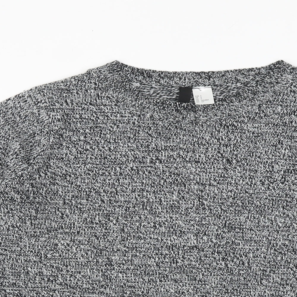 H&M Womens Grey Round Neck Acrylic Pullover Jumper Size S