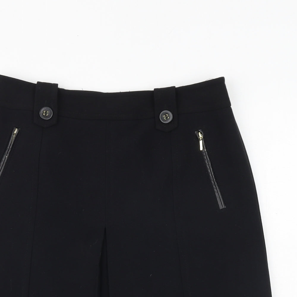 Marks and Spencer Womens Black Polyester A-Line Skirt Size 12 Zip