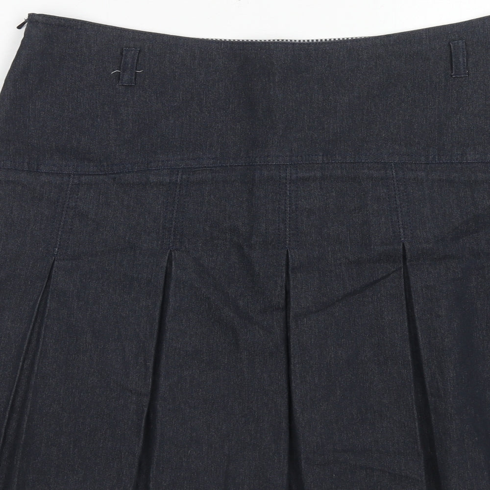 Jasper Conran Womens Blue Cotton Pleated Skirt Size 16 Zip