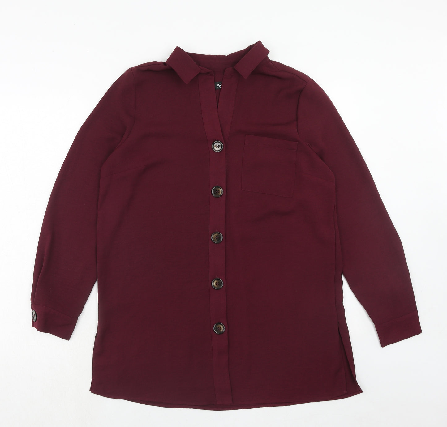 Wallis Womens Purple Polyester Basic Button-Up Size 12 Collared