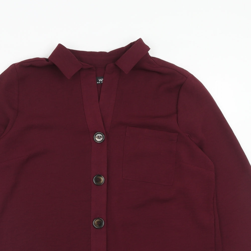 Wallis Womens Purple Polyester Basic Button-Up Size 12 Collared