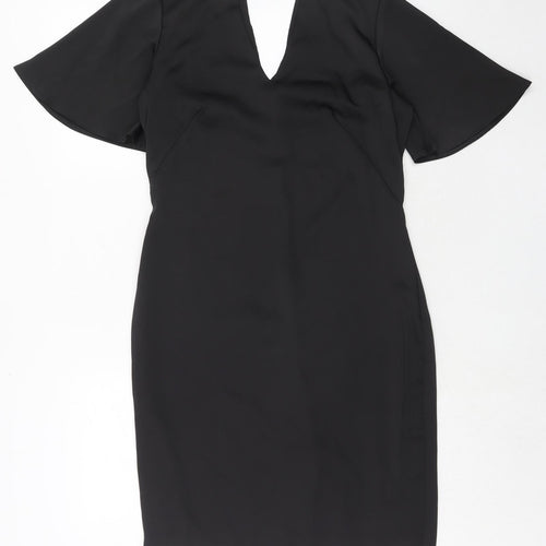 NEXT Womens Black Polyester Shift Size 10 Halter Hook & Eye