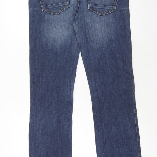 NEXT Womens Blue Cotton Straight Jeans Size 12 Slim Zip