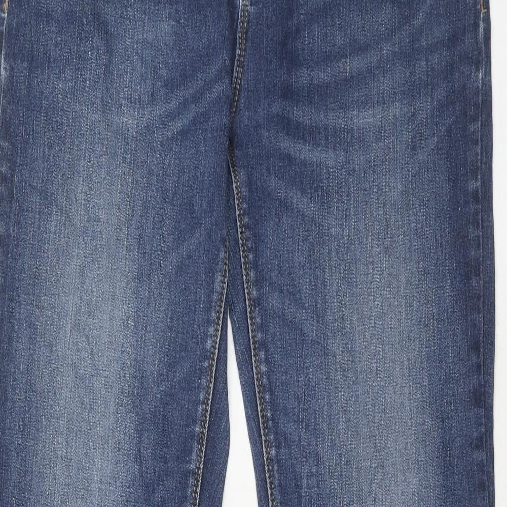 NEXT Womens Blue Cotton Straight Jeans Size 12 Slim Zip
