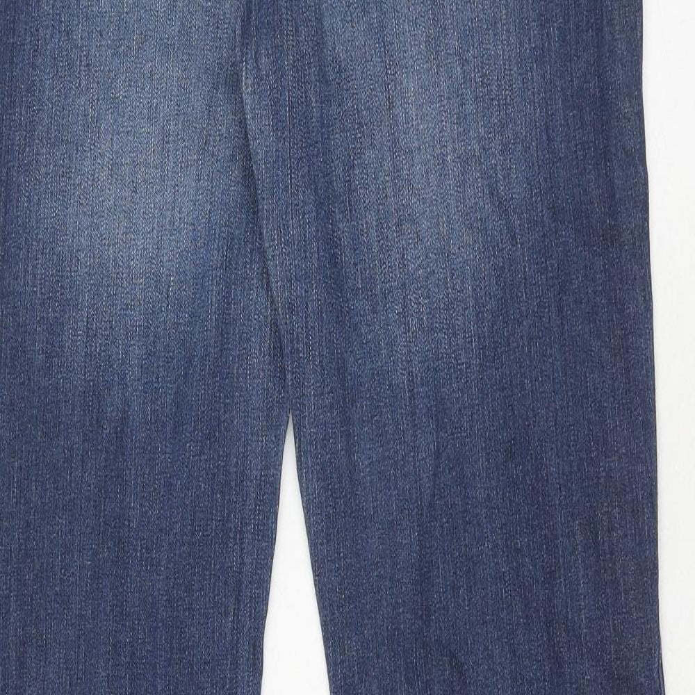 NEXT Womens Blue Cotton Straight Jeans Size 12 Slim Zip