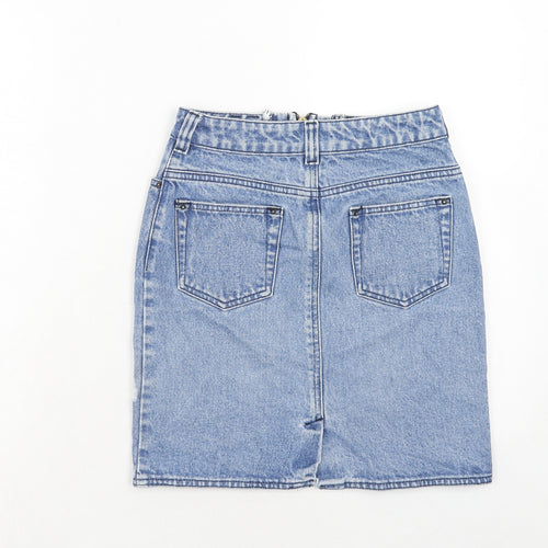 WareDenim Womens Blue Cotton A-Line Skirt Size 8 Zip