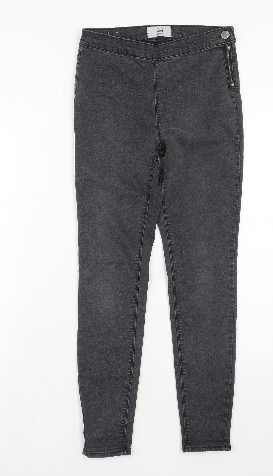 New Look Womens Grey Cotton Skinny Jeans Size 10 Regular Zip