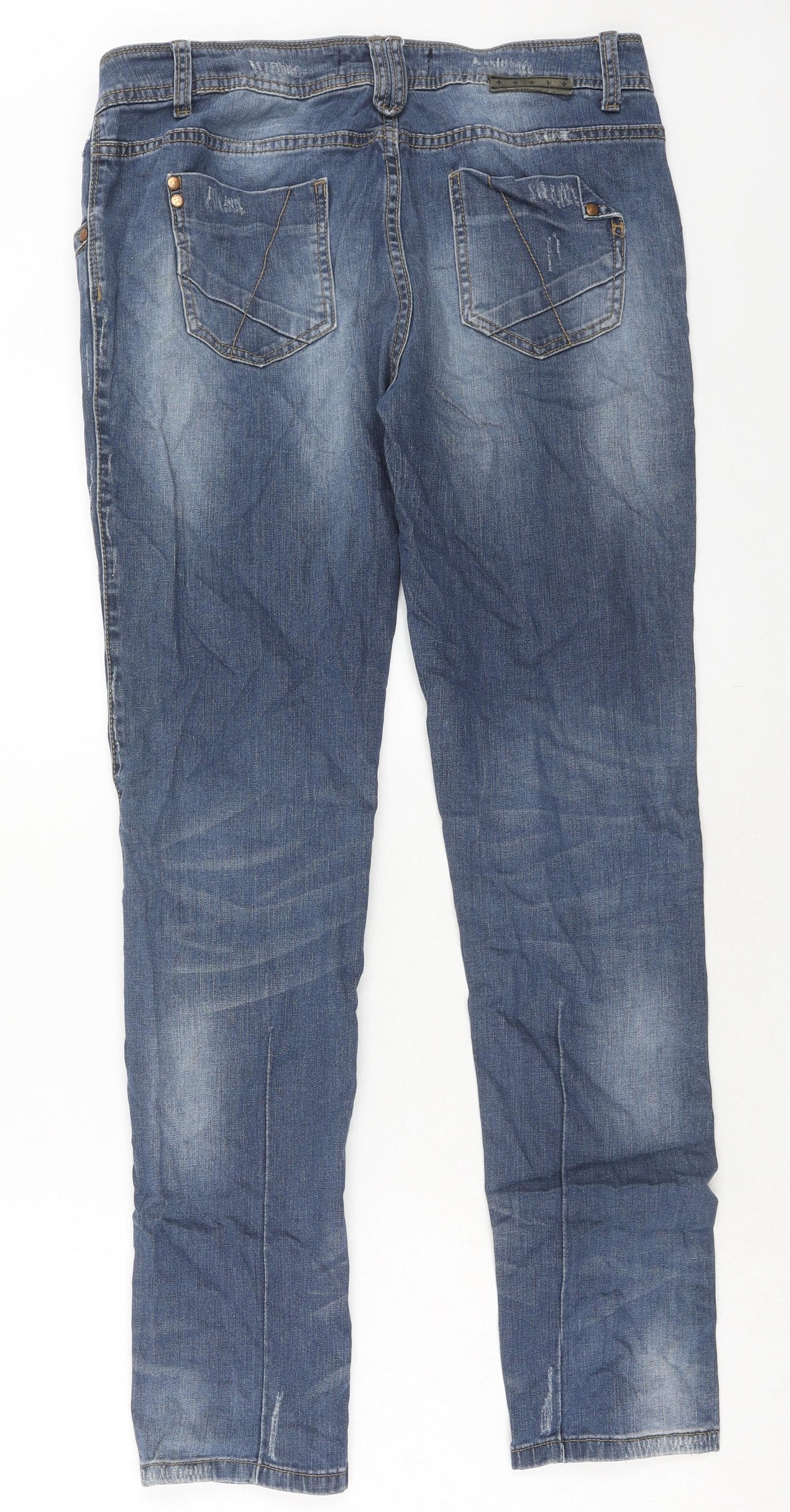 Crafted Womens Blue Cotton Straight Jeans Size 12 L32 in Regular Zip