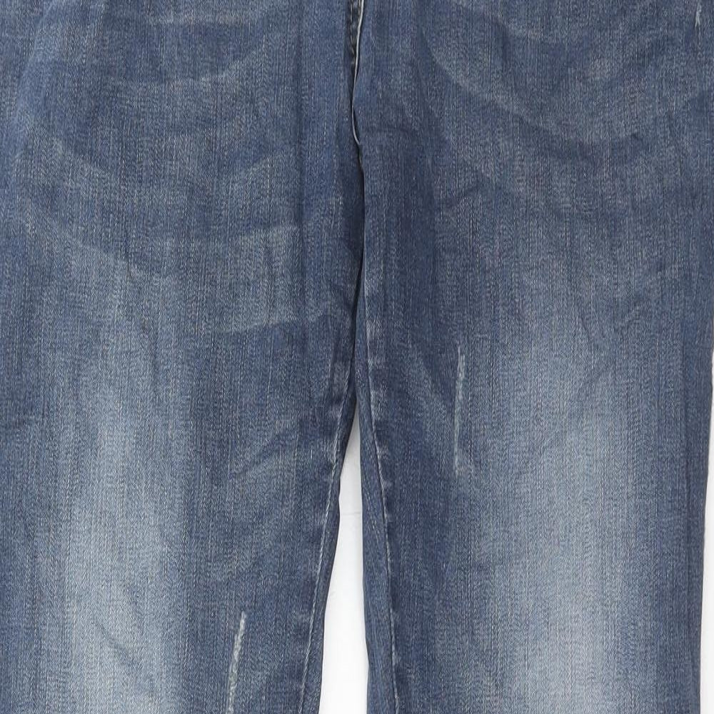 Crafted Womens Blue Cotton Straight Jeans Size 12 L32 in Regular Zip