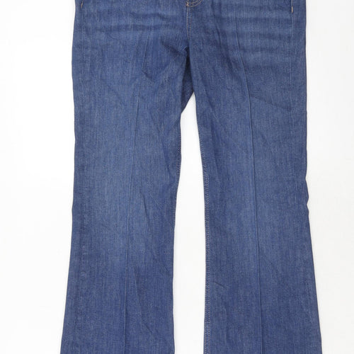 Marks and Spencer Womens Blue Cotton Bootcut Jeans Size 10 Slim Zip