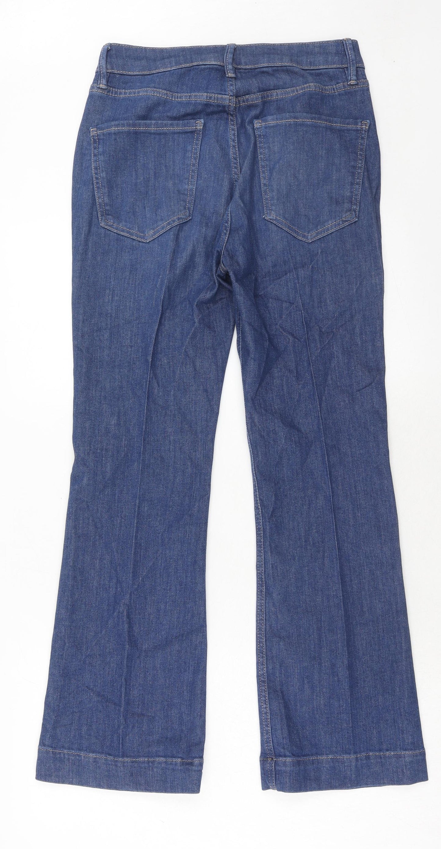Marks and Spencer Womens Blue Cotton Bootcut Jeans Size 10 Slim Zip