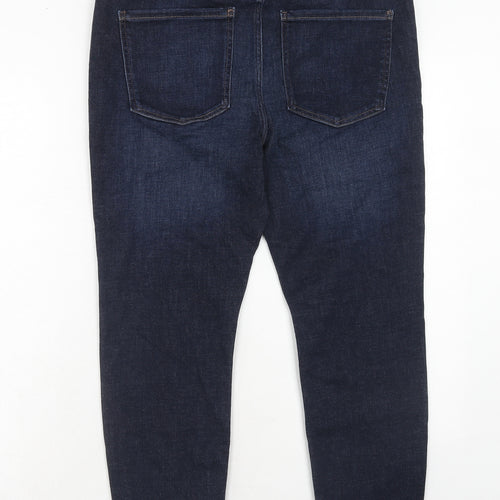 Marks and Spencer Womens Blue Cotton Skinny Jeans Size 16 Regular Zip