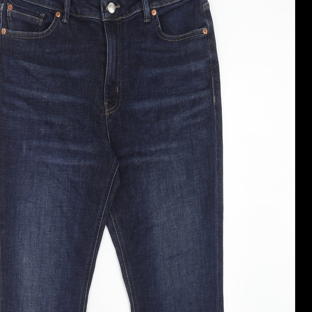 Marks and Spencer Womens Blue Cotton Skinny Jeans Size 16 Regular Zip