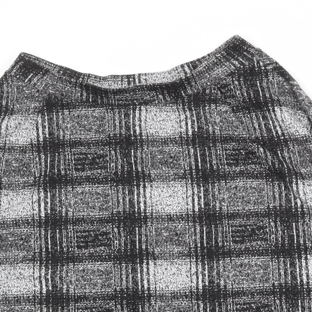 Marks and Spencer Womens Black Geometric Polyester Swing Skirt Size 14