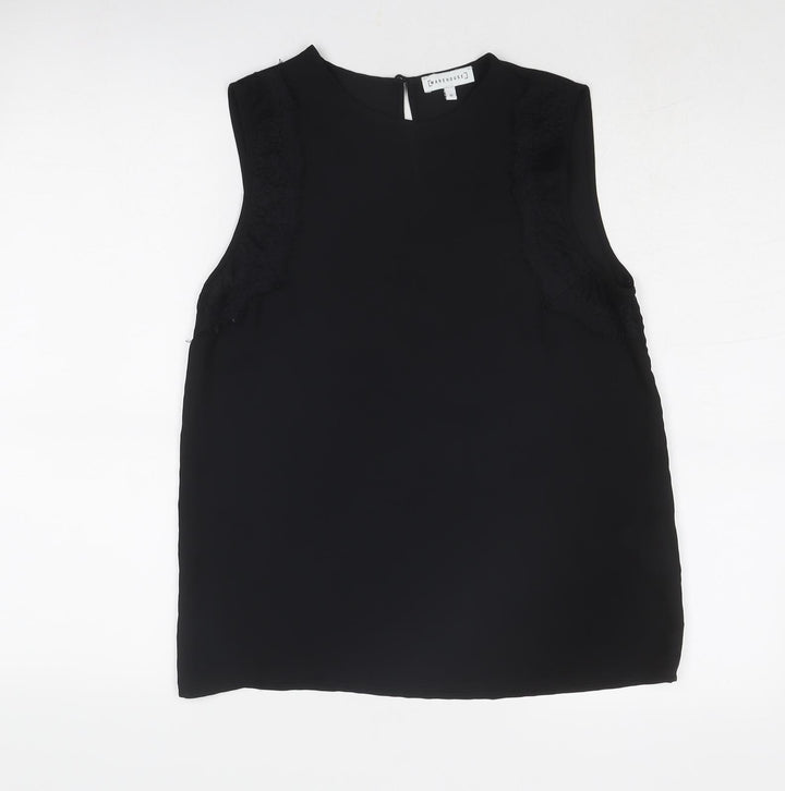 Warehouse Womens Black Polyester Basic Tank Size 10 Round Neck