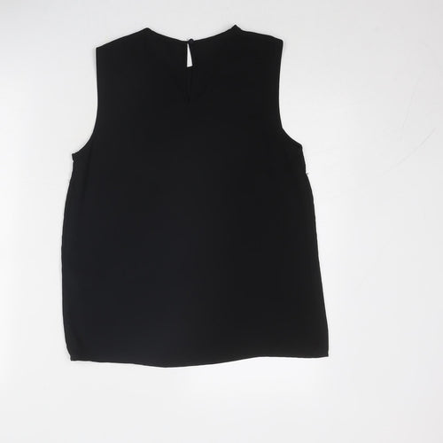 Warehouse Womens Black Polyester Basic Tank Size 10 Round Neck