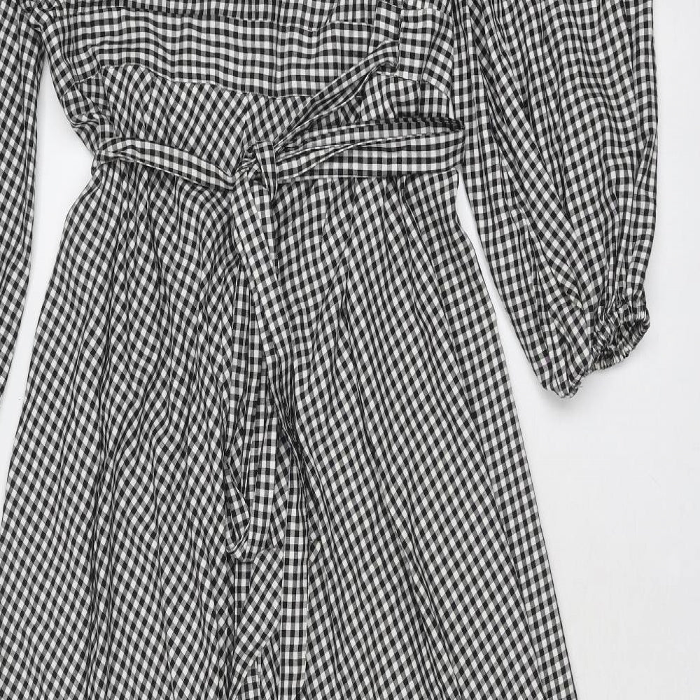 Emma Willis Womens Black Geometric Polyester A-Line Size 12 V-Neck Tie