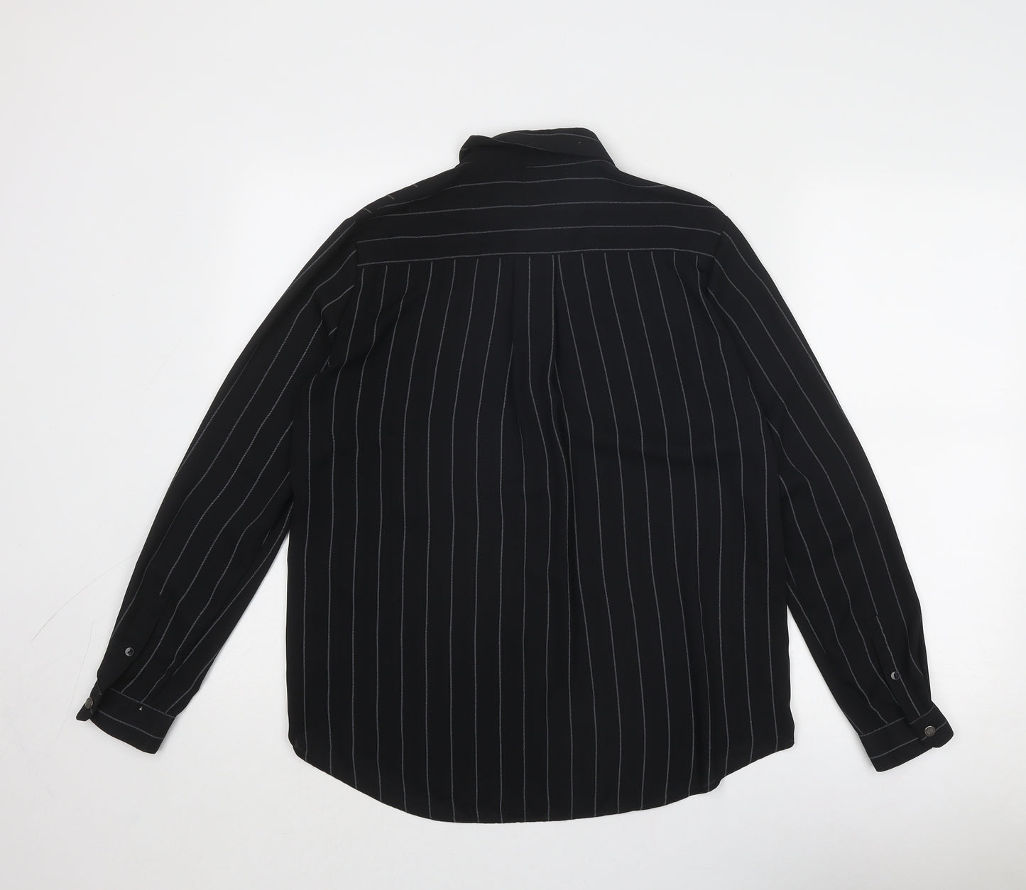 The Kooples Womens Black Striped Polyester Basic Button-Up Size 8 Collared