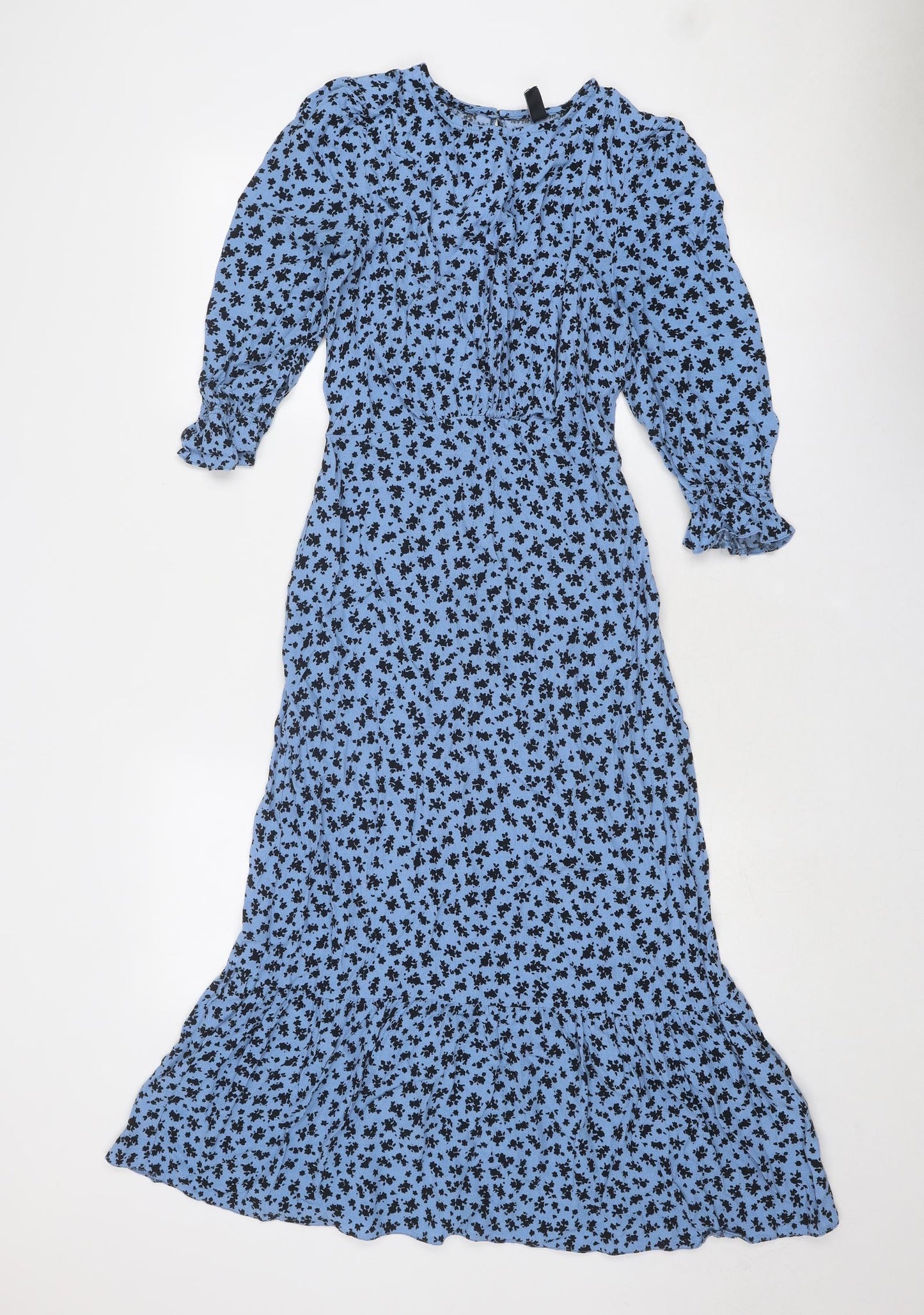 Nobody's Child Womens Blue Geometric Viscose A-Line Size 10 Round Neck Zip - Open Back