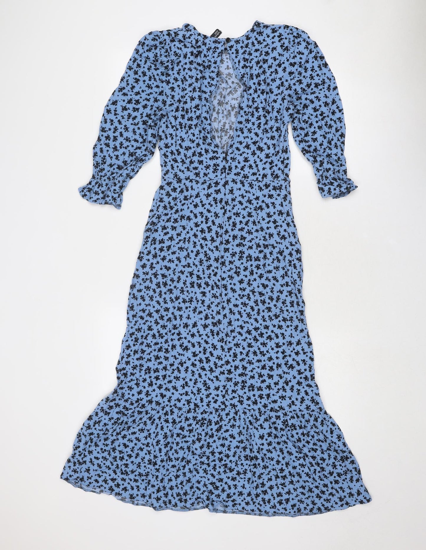 Nobody's Child Womens Blue Geometric Viscose A-Line Size 10 Round Neck Zip - Open Back