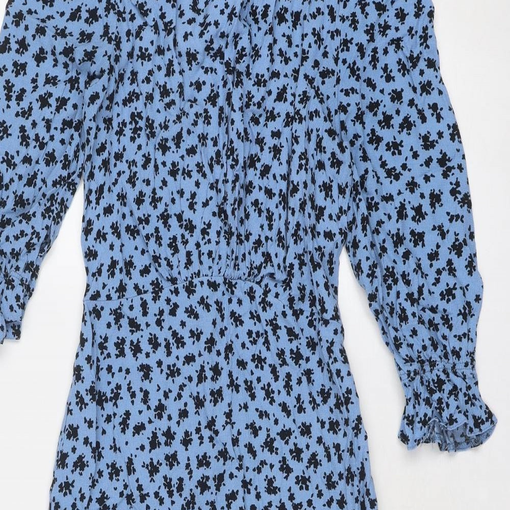 Nobody's Child Womens Blue Geometric Viscose A-Line Size 10 Round Neck Zip - Open Back