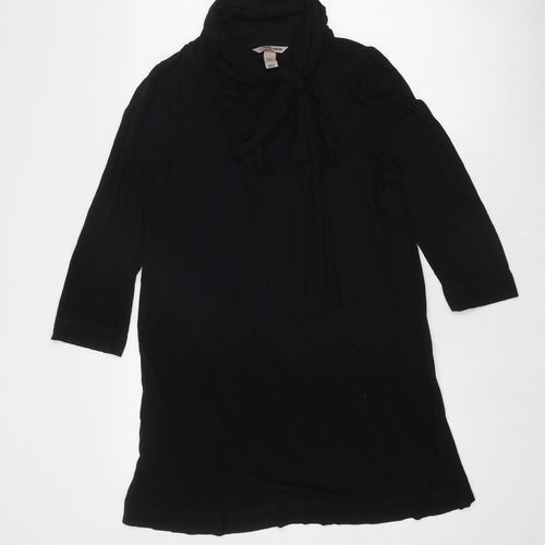 H&M Womens Black Cotton A-Line Size 14 Round Neck Tie