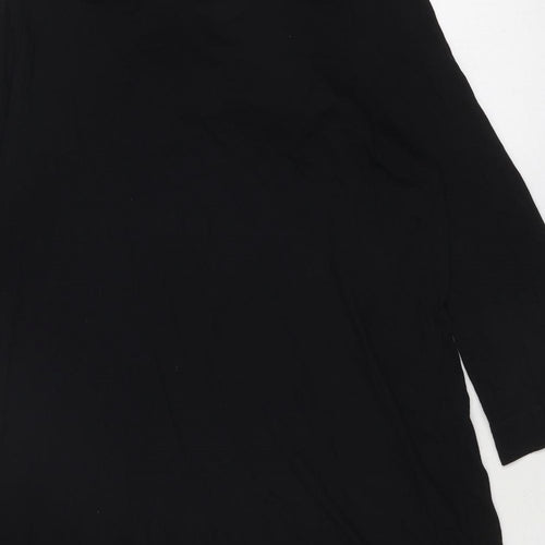H&M Womens Black Cotton A-Line Size 14 Round Neck Tie