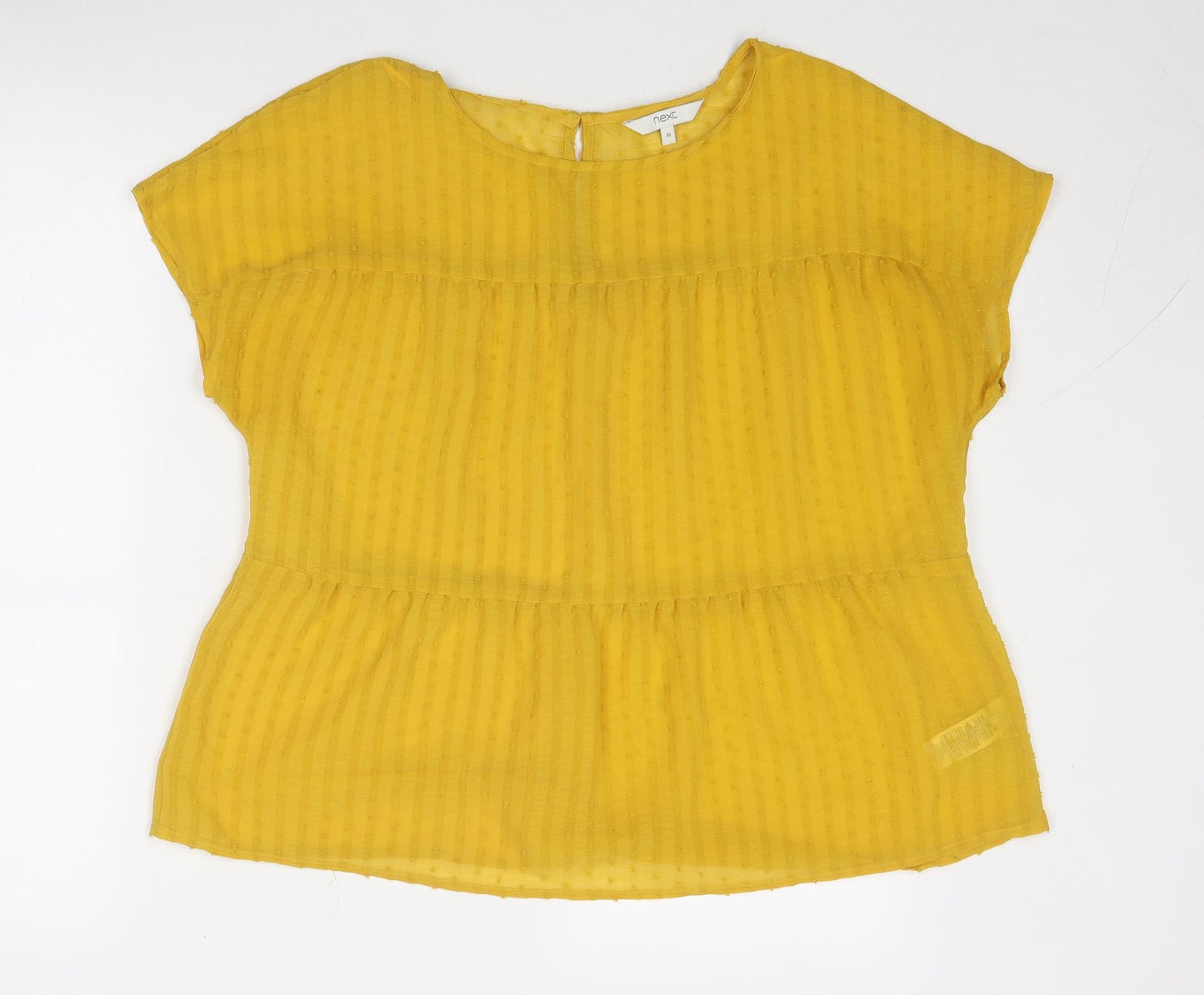 NEXT Womens Yellow Polyester Basic Blouse Size 10 Round Neck
