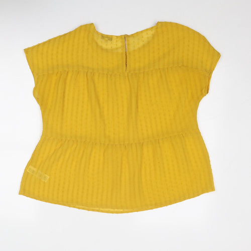 NEXT Womens Yellow Polyester Basic Blouse Size 10 Round Neck