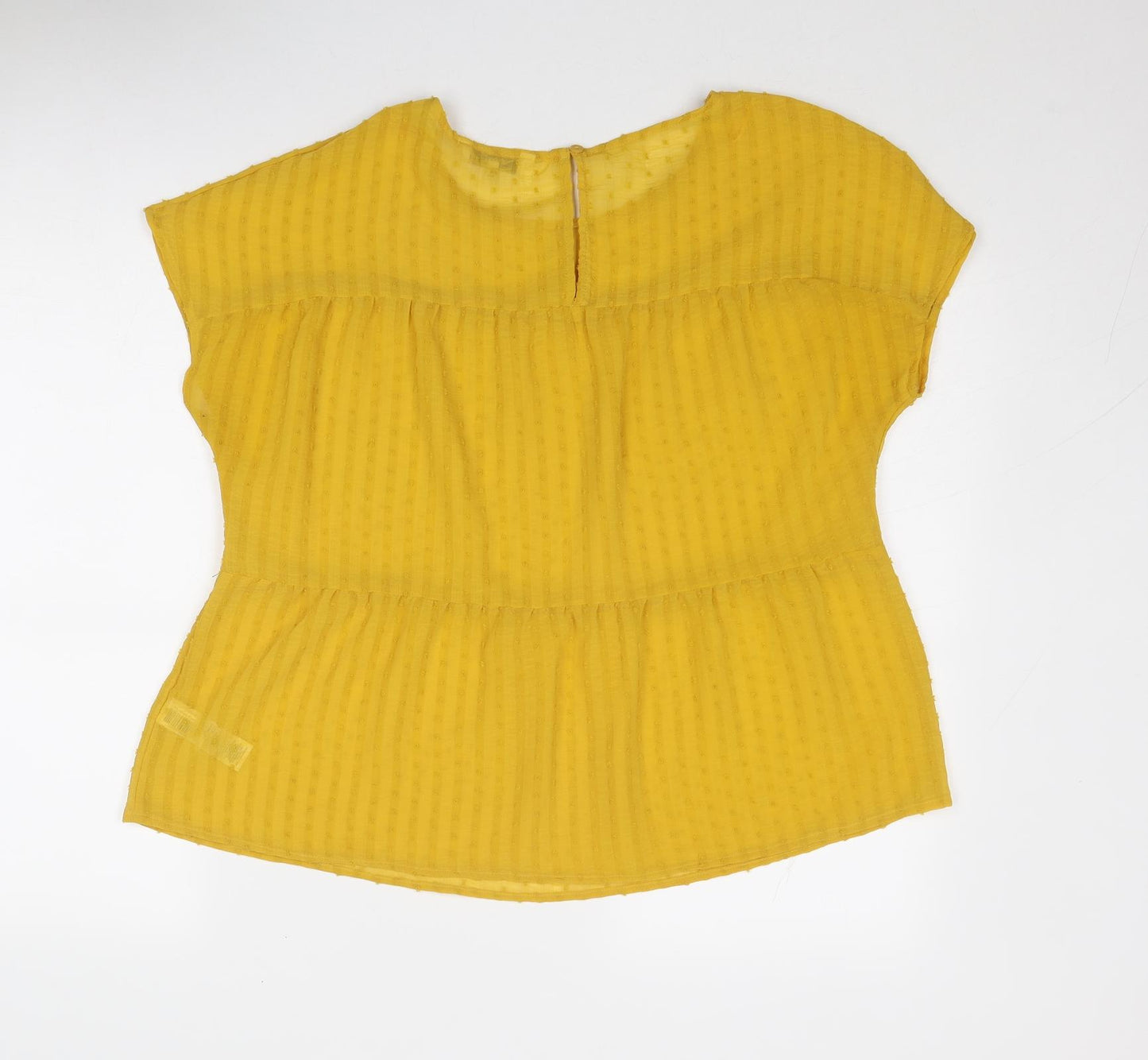 NEXT Womens Yellow Polyester Basic Blouse Size 10 Round Neck