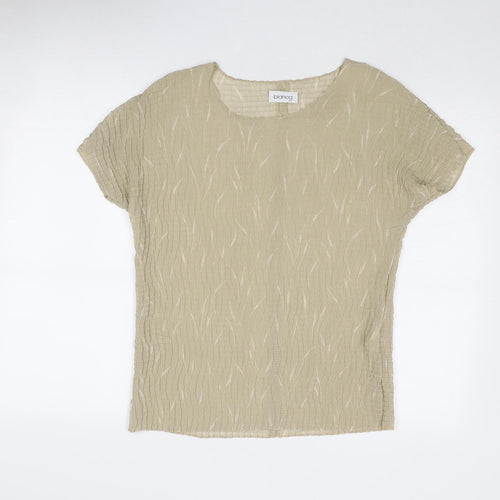 Bianca Womens Beige Geometric Polyester Basic Blouse Size 12 Round Neck
