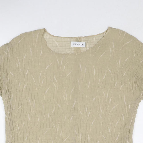 Bianca Womens Beige Geometric Polyester Basic Blouse Size 12 Round Neck