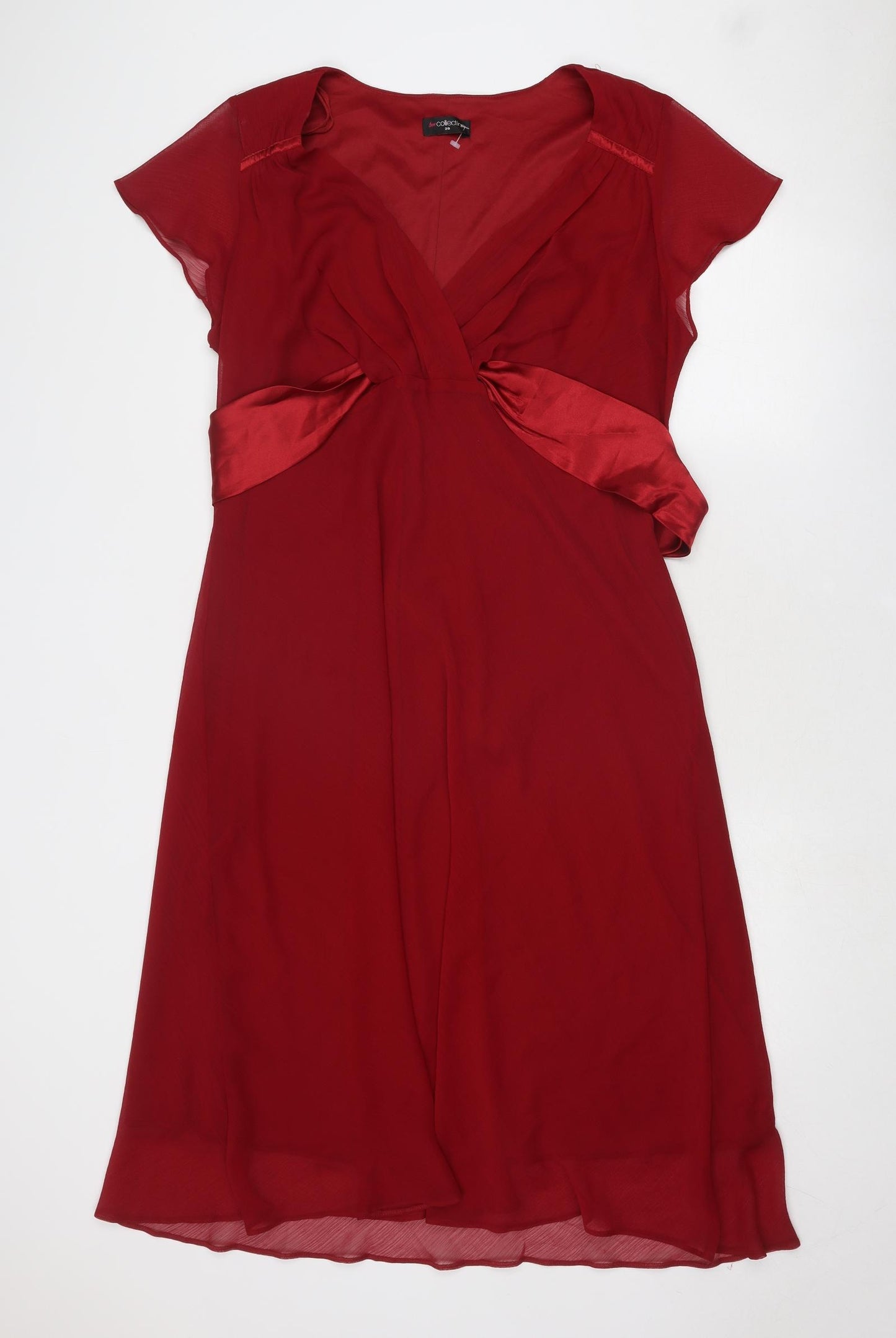 Bonmarché Womens Red Polyester A-Line Size 20 V-Neck Pullover