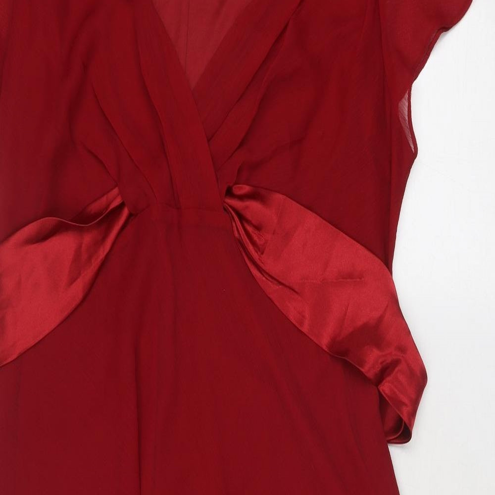 Bonmarché Womens Red Polyester A-Line Size 20 V-Neck Pullover