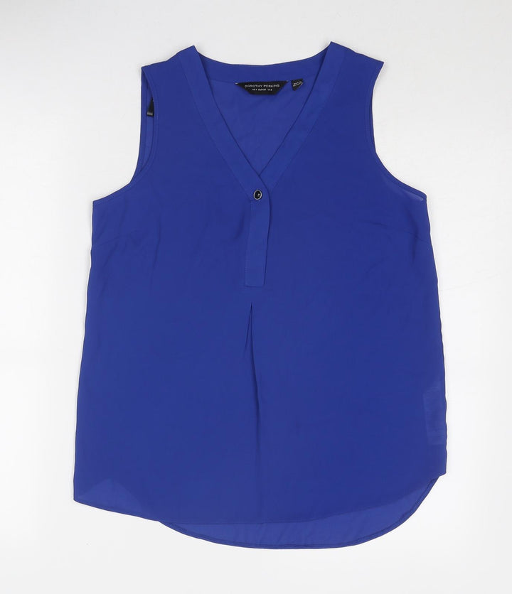 Dorothy Perkins Womens Blue Polyester Basic Tank Size 8 V-Neck