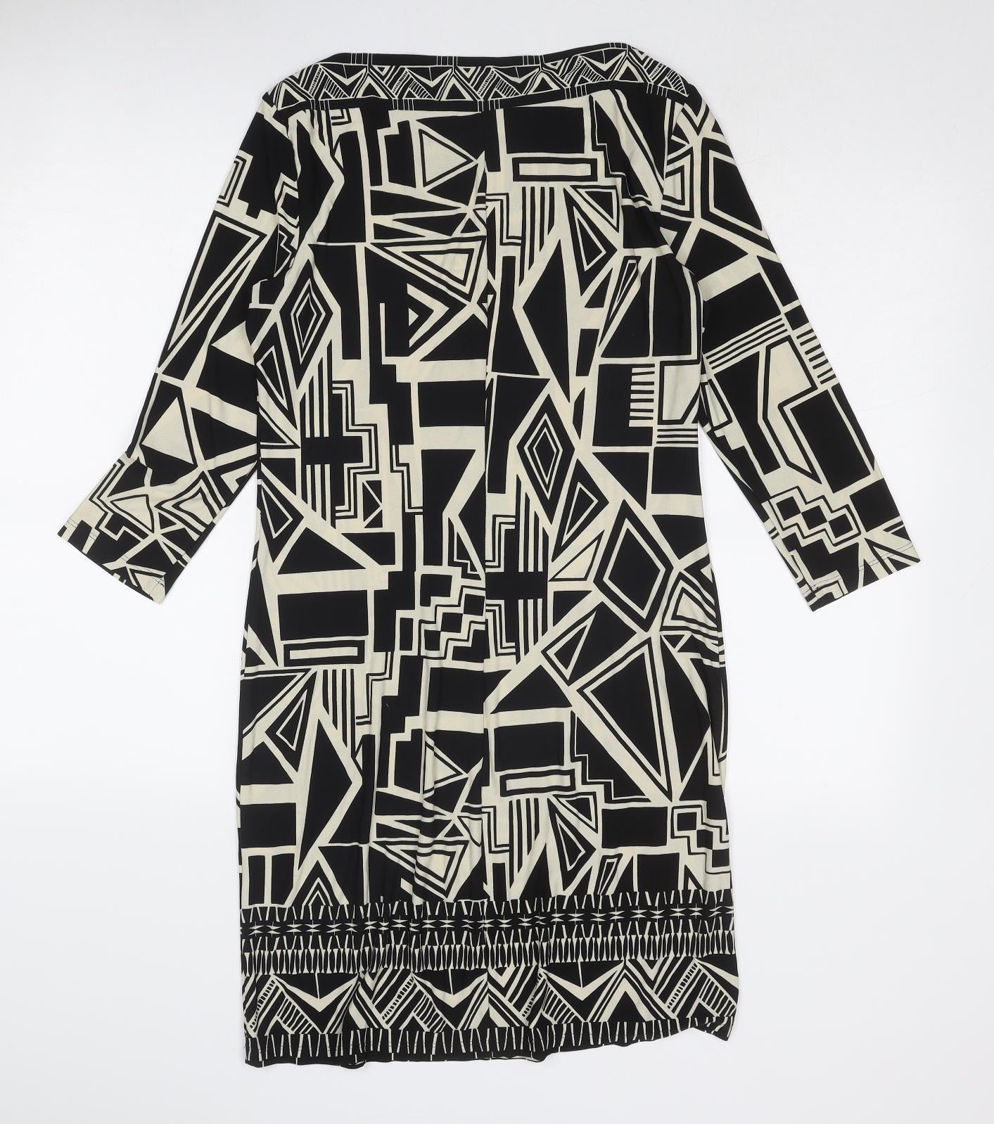 Wallis Womens Black Geometric Polyester A-Line Size S Round Neck Pullover