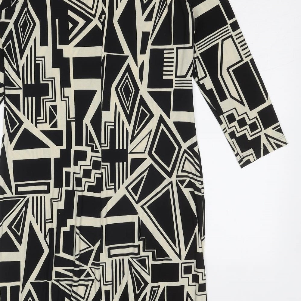 Wallis Womens Black Geometric Polyester A-Line Size S Round Neck Pullover