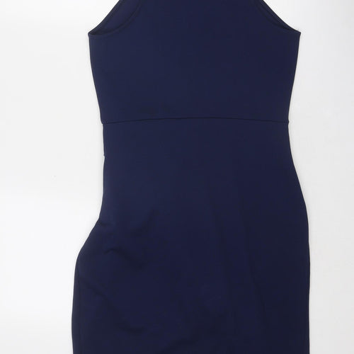River Island Womens Blue Polyester Bodycon Size 12 Halter Pullover