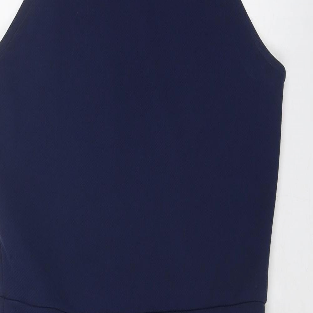 River Island Womens Blue Polyester Bodycon Size 12 Halter Pullover